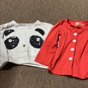 2t girls panda shirt and cardigan